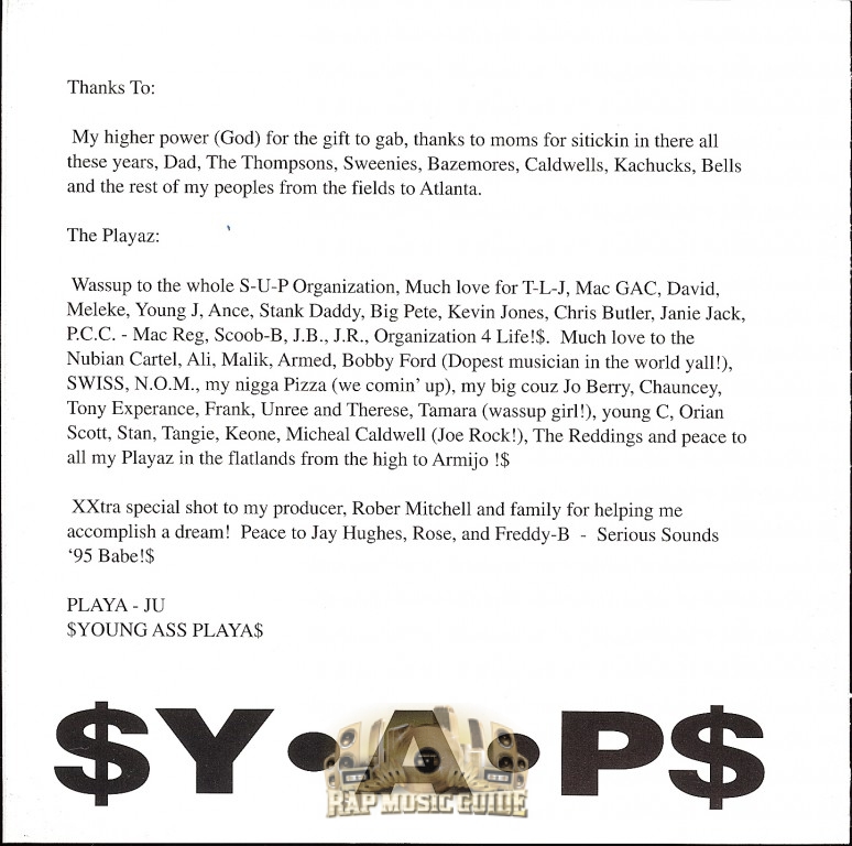 Playa-Ju - Young Ass Playa: 1st Press. CD | Rap Music Guide